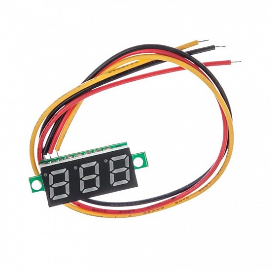 0.28inch 0-100V Three Wire DC Mini LED Display Voltmeter - Yellow