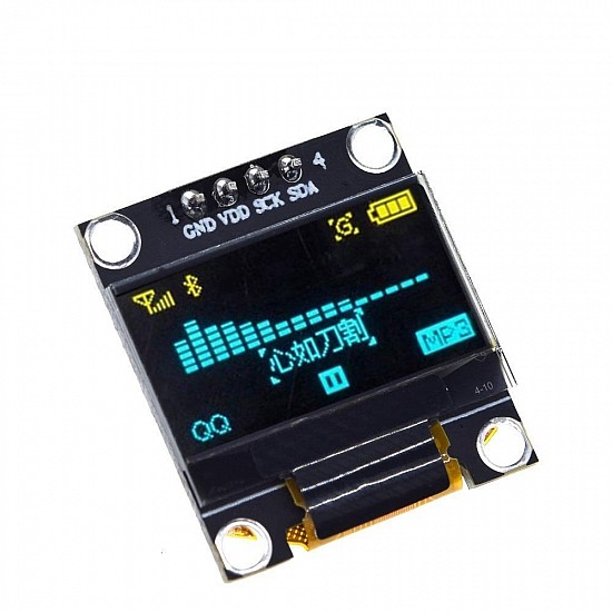 0.96 Inch I2C/IIC 4pin OLED Display Module (Yellow + Blue) Without Soldered Pin