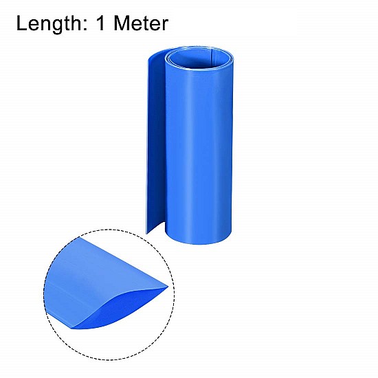 160mm 1-Meter PVC Heat Shrink Sleeve Blue for Lithium Cell Pack