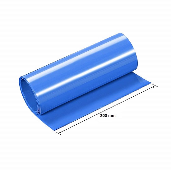 200mm 1-Meter PVC Heat Shrink Sleeve Blue for Lithium Cell Pack