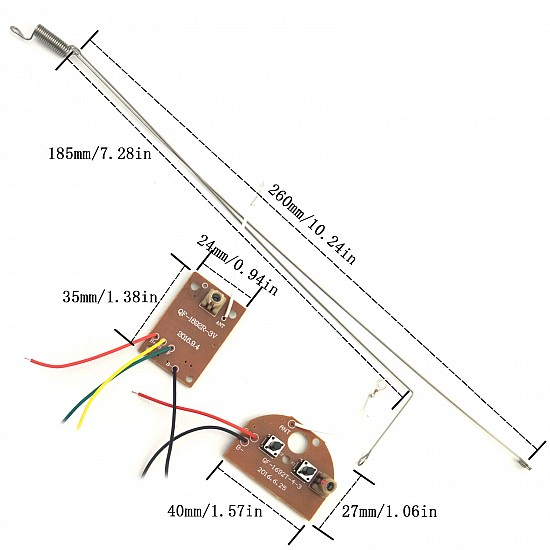 2CH RC Remote Control 27MHz Circuit PCB Transmitter and Receiver Board with Antenna Set