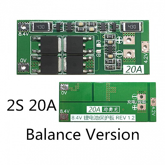 2S 7.4V 8.4V 20A 18650 Lithium Battery Protection Board with Balanced Version