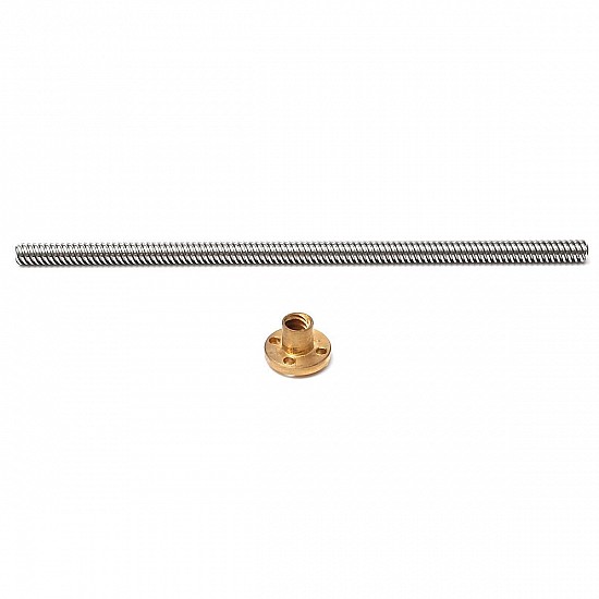 300mm Trapezoidal Lead Screw 8mm Thread 2mm Pitch Lead Screw with Copper Nut