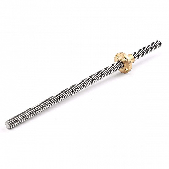 400mm Trapezoidal Lead Screw 8mm Thread 2mm Pitch Lead Screw with Copper Nut