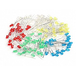 Pack of 25 - 5 Colours LEDs 5mm (White, Green, Red, Yellow and Blue)