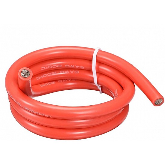 6AWG High Quality Red Silicon Wire - 1Meter