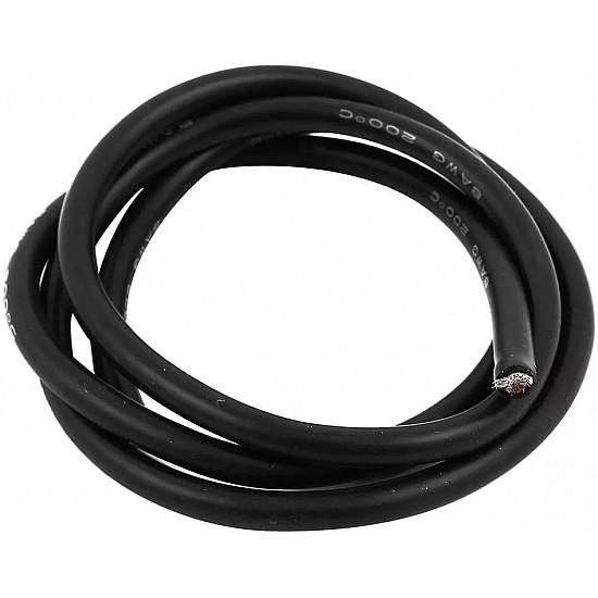 8AWG High Quality Black Silicon Wire - 1Meter