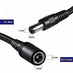DC 5.5x2.1mm Male to Female Plug Connector Power Extension Cable - 0.3 Meter