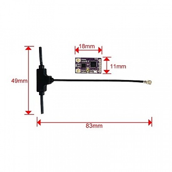 ExpressLRS 2.4GHz Namimno N24R-ND Dual T Antenna Nano Reciever Module