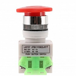 LAY37 01ZS 1 Open & 1 Closed Self-Locking 22mm Mushroom Head Emergency Stop Switch