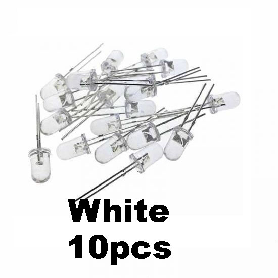 10pcs White Transparent LED Light  Diode 5mm (Light Emitting Diod) - Other -