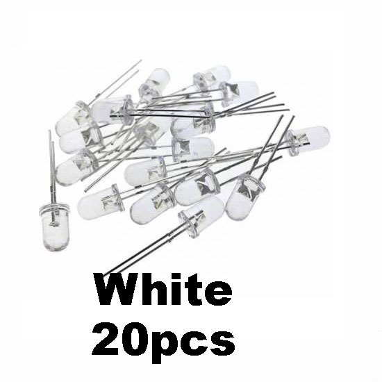 20pcs White Transparent LED Light  Diode 5mm (Light Emitting Diod) - Other -