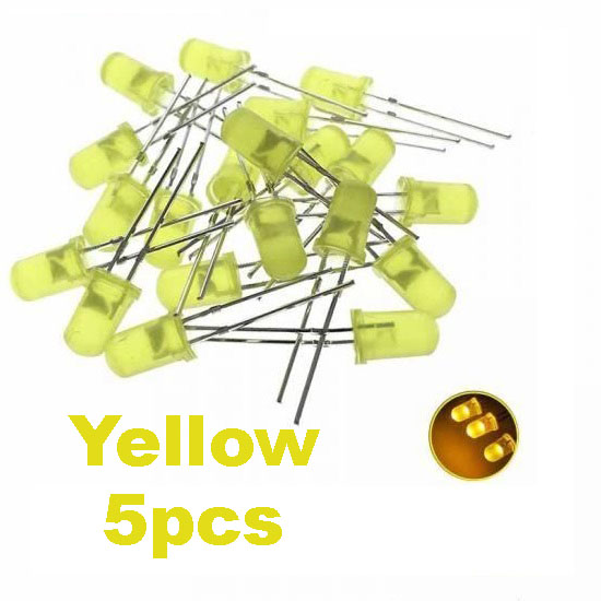 Yellow LED 5mm Pack Of 5  (Light Emitting Diod) - Other -