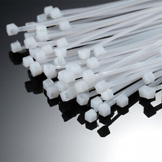 Nylon Flexible White 100pcs Straps 100 mm X 2.5 mm Cable Tie