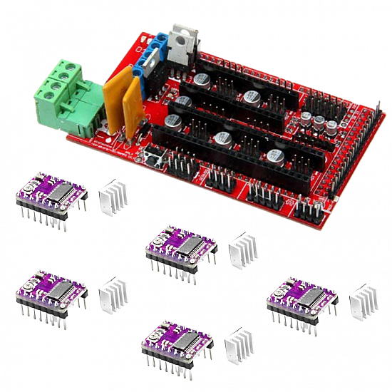 RAMPS 1.4 3D Printer Controller with 5Pcs DRV8825 Driver with Heat Sink Kit