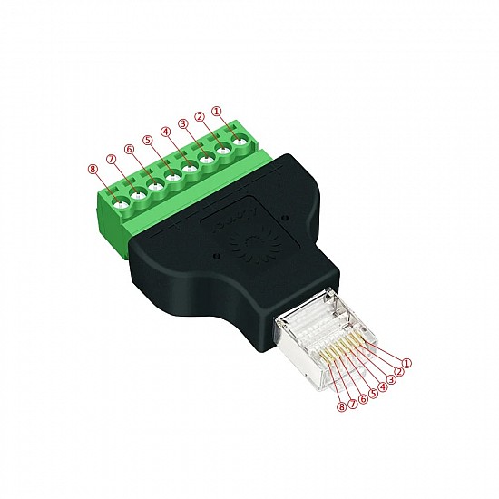 RJ45 Male to 8 Pin Screw Terminal Adaptor