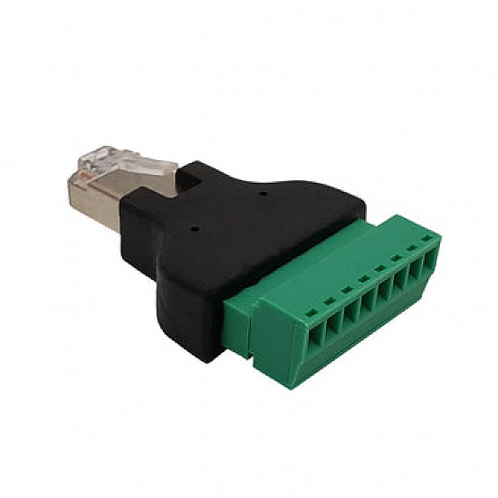 RJ45 Male to 8 Pin Screw Terminal Adaptor