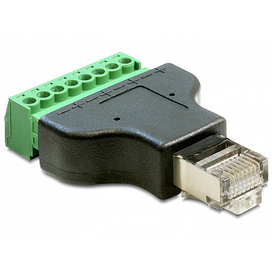 RJ45 Male to 8 Pin Screw Terminal Adaptor