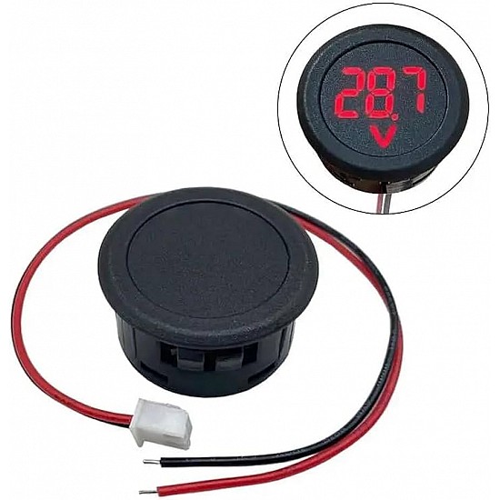 Round LED Digital Voltmeter Display DC 4-100V  | Red