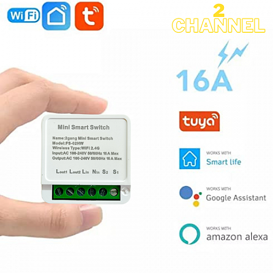 2 Channel Smart Wireless WIFI 16A Switch Work with Alexa , Smart life app, Google home and IFTTT